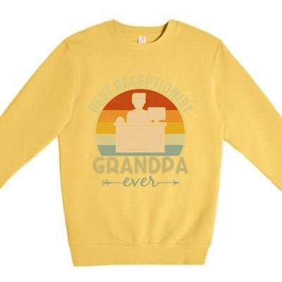 Best Receptionist Grandpa Ever Retro Graphic Father's Day Gift Premium Crewneck Sweatshirt