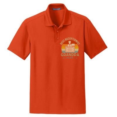 Best Receptionist Grandpa Ever Retro Graphic Father's Day Gift Dry Zone Grid Polo