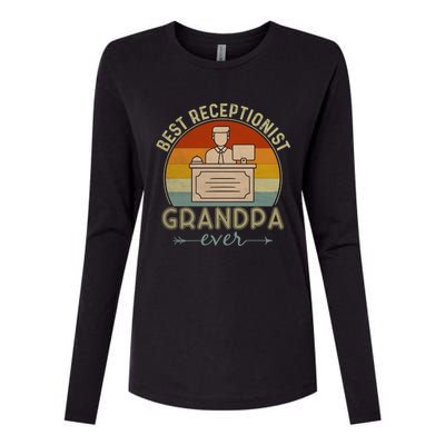 Best Receptionist Grandpa Ever Retro Graphic Father's Day Gift Womens Cotton Relaxed Long Sleeve T-Shirt