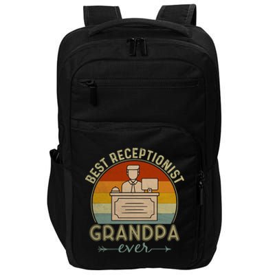 Best Receptionist Grandpa Ever Retro Graphic Father's Day Gift Impact Tech Backpack