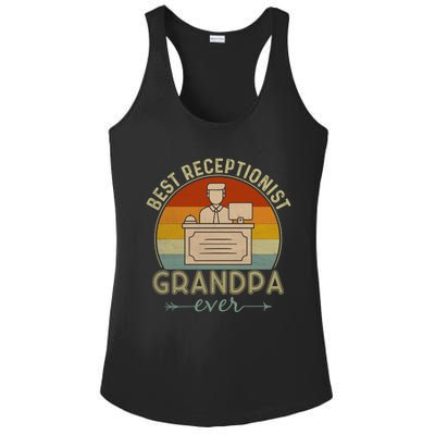 Best Receptionist Grandpa Ever Retro Graphic Father's Day Gift Ladies PosiCharge Competitor Racerback Tank