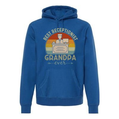 Best Receptionist Grandpa Ever Retro Graphic Father's Day Gift Premium Hoodie