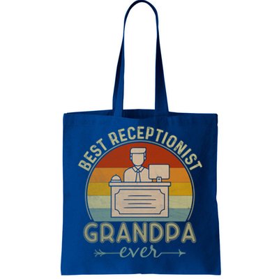 Best Receptionist Grandpa Ever Retro Graphic Father's Day Gift Tote Bag