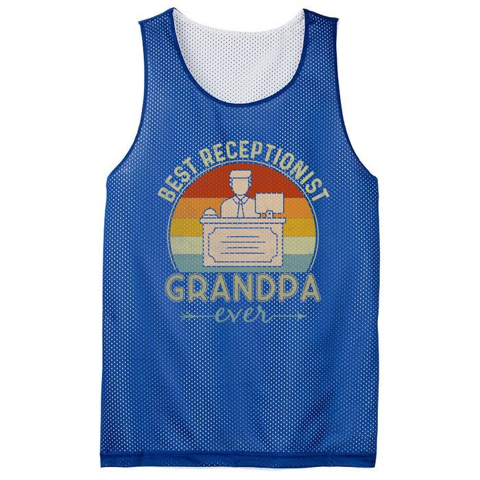 Best Receptionist Grandpa Ever Retro Graphic Father's Day Gift Mesh Reversible Basketball Jersey Tank