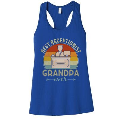 Best Receptionist Grandpa Ever Retro Graphic Father's Day Gift Women's Racerback Tank