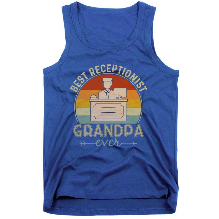 Best Receptionist Grandpa Ever Retro Graphic Father's Day Gift Tank Top