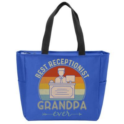 Best Receptionist Grandpa Ever Retro Graphic Father's Day Gift Zip Tote Bag