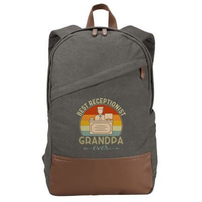 Best Receptionist Grandpa Ever Retro Graphic Father's Day Gift Cotton Canvas Backpack