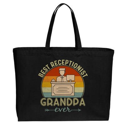 Best Receptionist Grandpa Ever Retro Graphic Father's Day Gift Cotton Canvas Jumbo Tote