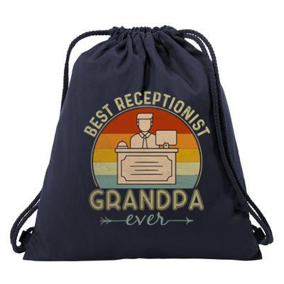 Best Receptionist Grandpa Ever Retro Graphic Father's Day Gift Drawstring Bag