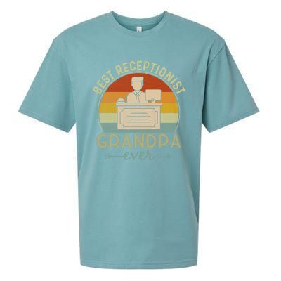 Best Receptionist Grandpa Ever Retro Graphic Father's Day Gift Sueded Cloud Jersey T-Shirt