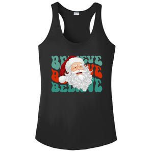 Believe Retro Groovy Santa Claus Face Christmas Novelty Pjs Meaningful Gift Ladies PosiCharge Competitor Racerback Tank