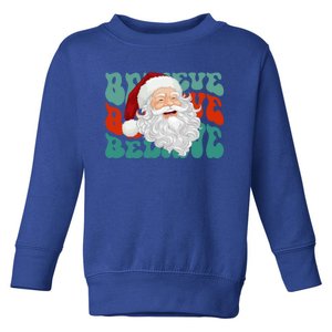 Believe Retro Groovy Santa Claus Face Christmas Novelty Pjs Meaningful Gift Toddler Sweatshirt