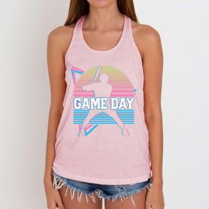 Baseball Retro Game Day Funny Gift Women's Knotted Racerback Tank