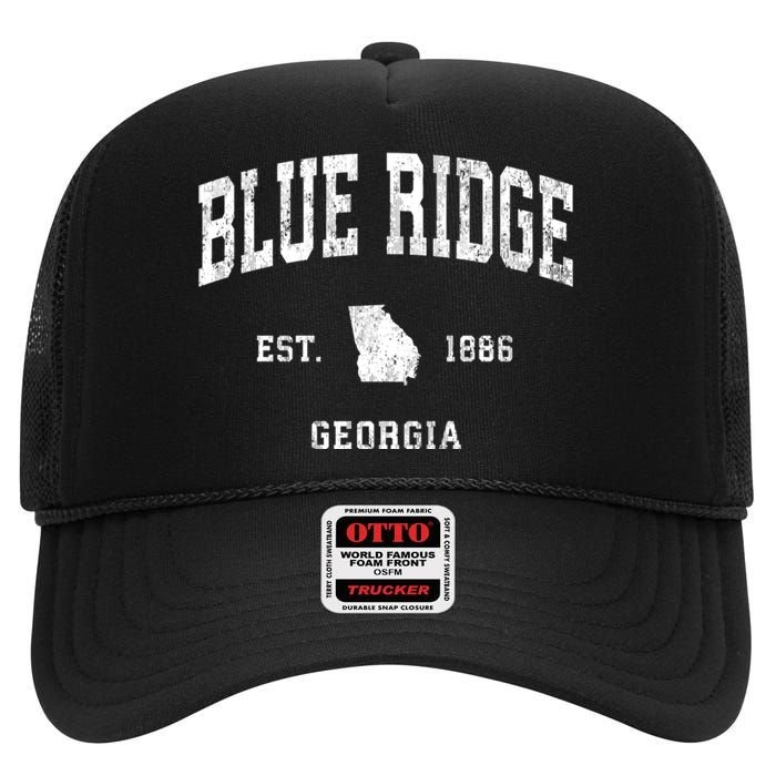 Blue Ridge Georgia Ga Vintage Athletic High Crown Mesh Back Trucker Hat