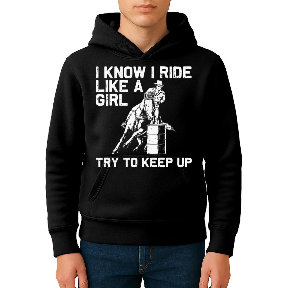Barrel Racing Gift For Rodeo Horse Racer Kids Hoodie