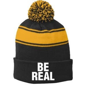 Be Real Gift Stripe Pom Pom Beanie