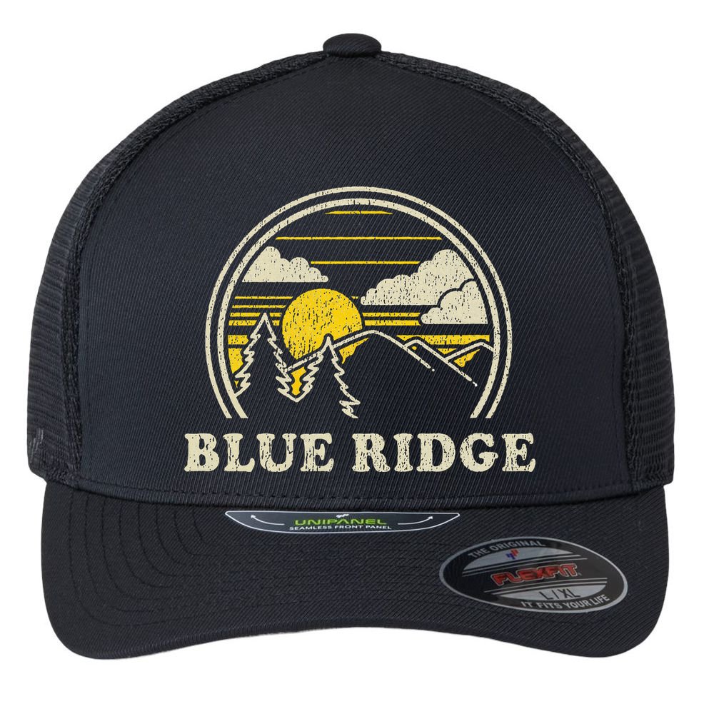 Blue Ridge Georgia Ga T Vintage Hiking Mountains Flexfit Unipanel Trucker Cap