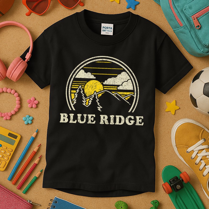 Blue Ridge Georgia Ga T Vintage Hiking Mountains Kids T-Shirt