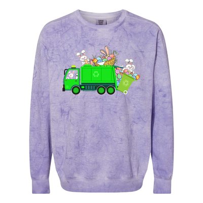 Bunny Riding Garbage Truck Easter Day Bunny Garbage Truck Cute Gift Colorblast Crewneck Sweatshirt