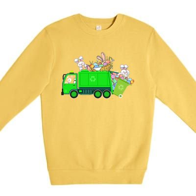 Bunny Riding Garbage Truck Easter Day Bunny Garbage Truck Cute Gift Premium Crewneck Sweatshirt