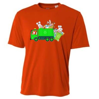 Bunny Riding Garbage Truck Easter Day Bunny Garbage Truck Cute Gift Cooling Performance Crew T-Shirt