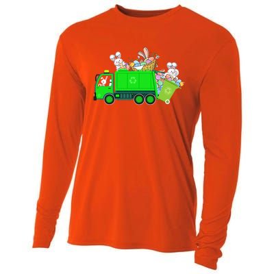 Bunny Riding Garbage Truck Easter Day Bunny Garbage Truck Cute Gift Cooling Performance Long Sleeve Crew