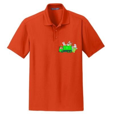 Bunny Riding Garbage Truck Easter Day Bunny Garbage Truck Cute Gift Dry Zone Grid Polo