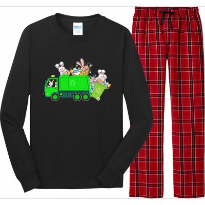 Bunny Riding Garbage Truck Easter Day Bunny Garbage Truck Cute Gift Long Sleeve Pajama Set