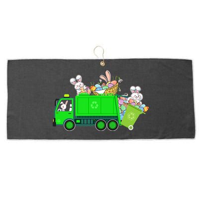 Bunny Riding Garbage Truck Easter Day Bunny Garbage Truck Cute Gift Large Microfiber Waffle Golf Towel