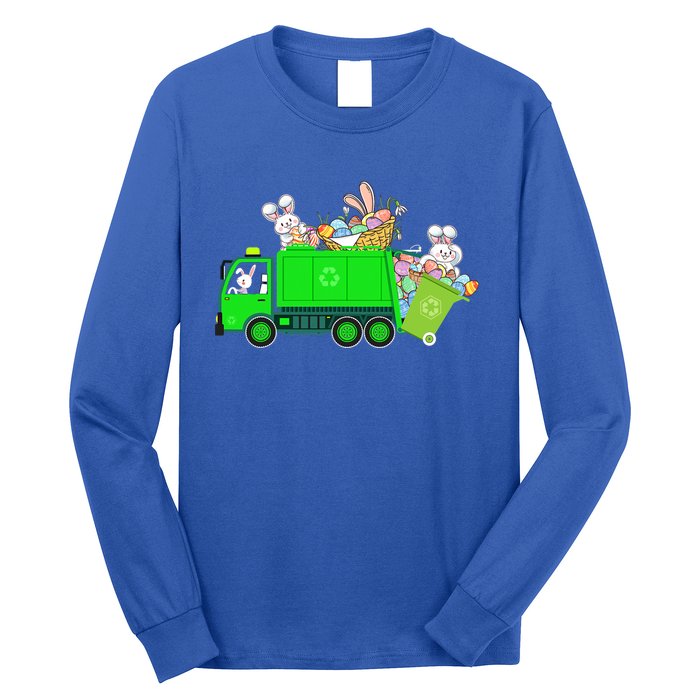 Bunny Riding Garbage Truck Easter Day Bunny Garbage Truck Cute Gift Long Sleeve Shirt