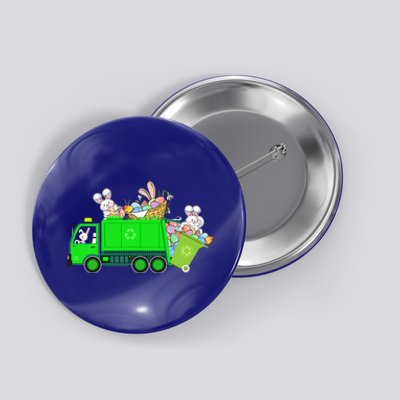 Bunny Riding Garbage Truck Easter Day Bunny Garbage Truck Cute Gift Button