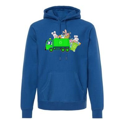 Bunny Riding Garbage Truck Easter Day Bunny Garbage Truck Cute Gift Premium Hoodie