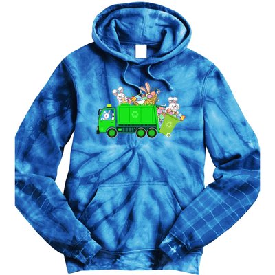 Bunny Riding Garbage Truck Easter Day Bunny Garbage Truck Cute Gift Tie Dye Hoodie