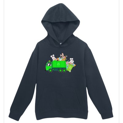 Bunny Riding Garbage Truck Easter Day Bunny Garbage Truck Cute Gift Urban Pullover Hoodie