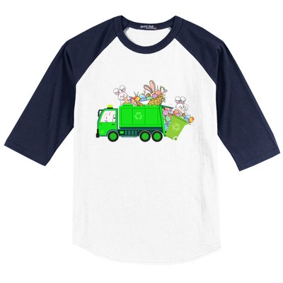 Bunny Riding Garbage Truck Easter Day Bunny Garbage Truck Cute Gift Baseball Sleeve Shirt