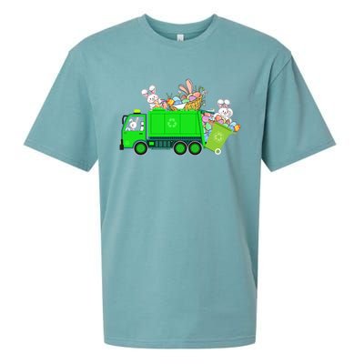 Bunny Riding Garbage Truck Easter Day Bunny Garbage Truck Cute Gift Sueded Cloud Jersey T-Shirt