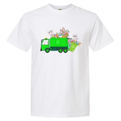 Bunny Riding Garbage Truck Easter Day Bunny Garbage Truck Cute Gift Garment-Dyed Heavyweight T-Shirt