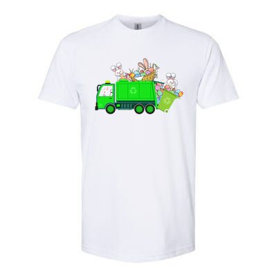 Bunny Riding Garbage Truck Easter Day Bunny Garbage Truck Cute Gift Softstyle CVC T-Shirt