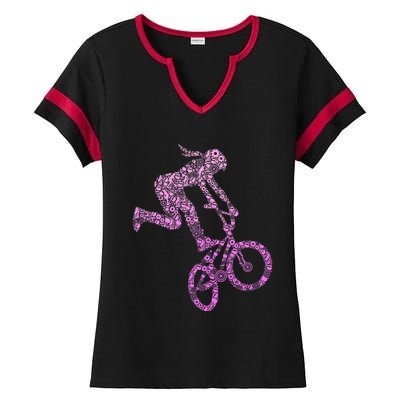 Bmx Rider Girl Bike Bicycle Stunt Racing Ladies Halftime Notch Neck Tee