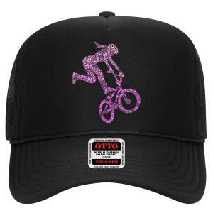 Bmx Rider Girl Bike Bicycle Stunt Racing High Crown Mesh Back Trucker Hat