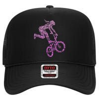 Bmx Rider Girl Bike Bicycle Stunt Racing High Crown Mesh Back Trucker Hat