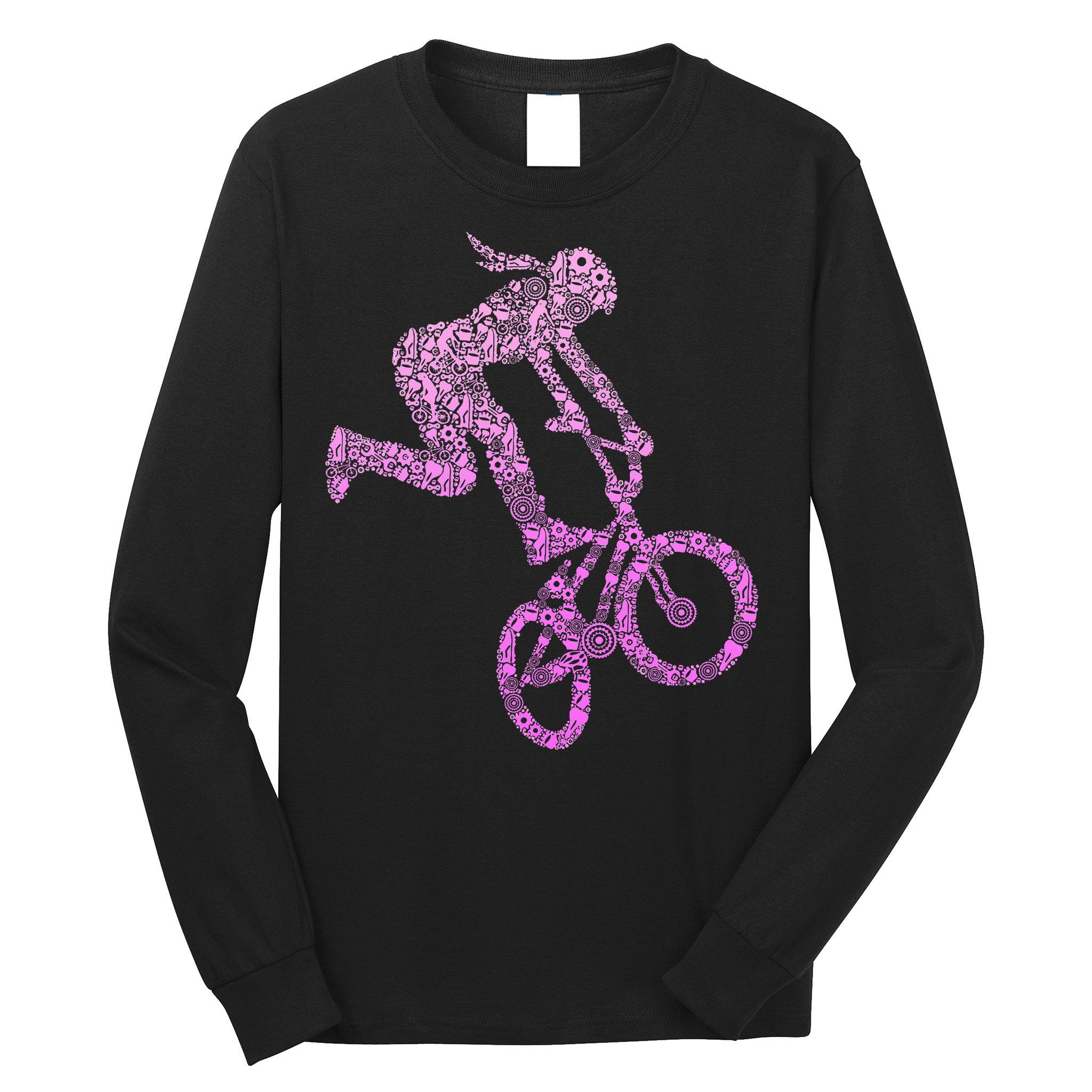 Bmx Rider Girl Bike Bicycle Stunt Racing Long Sleeve Shirt