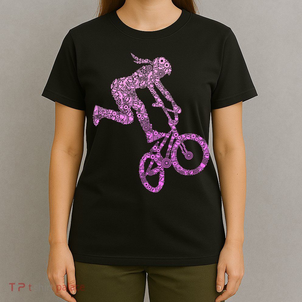 Bmx Rider Girl Bike Bicycle Stunt Racing T-Shirt