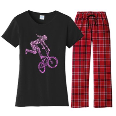 Bmx Rider Girl Bike Bicycle Stunt Racing Women's Flannel Pajama Set