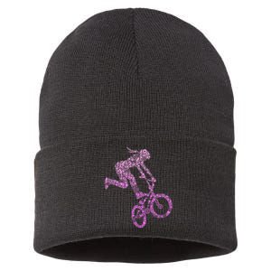 Bmx Rider Girl Bike Bicycle Stunt Racing Sustainable Knit Beanie