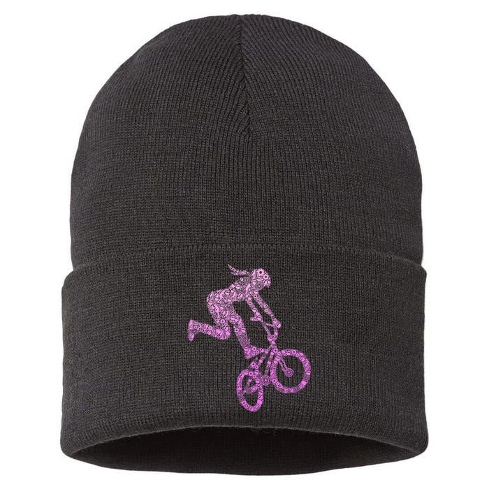 Bmx Rider Girl Bike Bicycle Stunt Racing Sustainable Knit Beanie