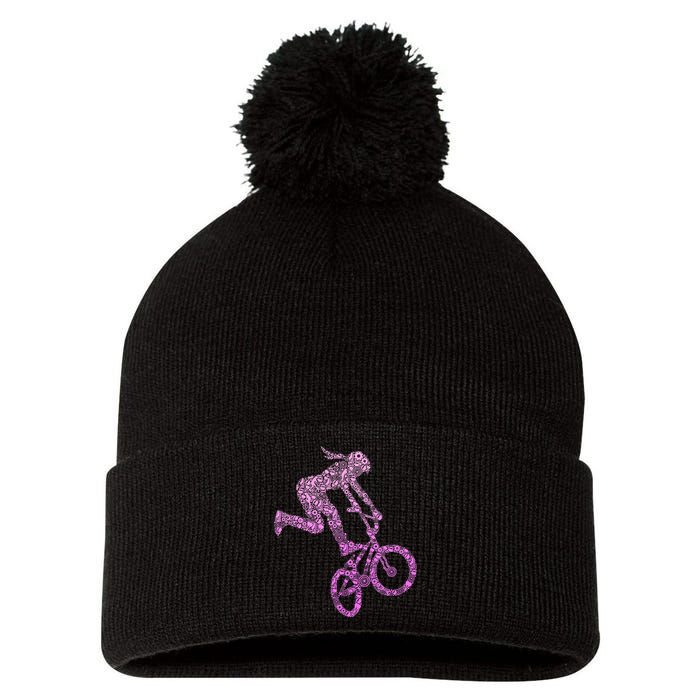 Bmx Rider Girl Bike Bicycle Stunt Racing Pom Pom 12in Knit Beanie