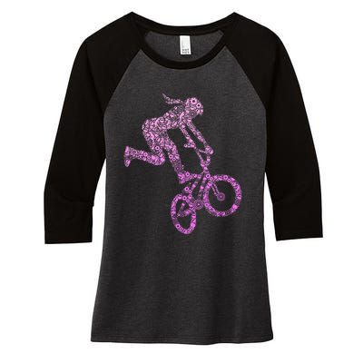 Bmx Rider Girl Bike Bicycle Stunt Racing Women's Tri-Blend 3/4-Sleeve Raglan Shirt