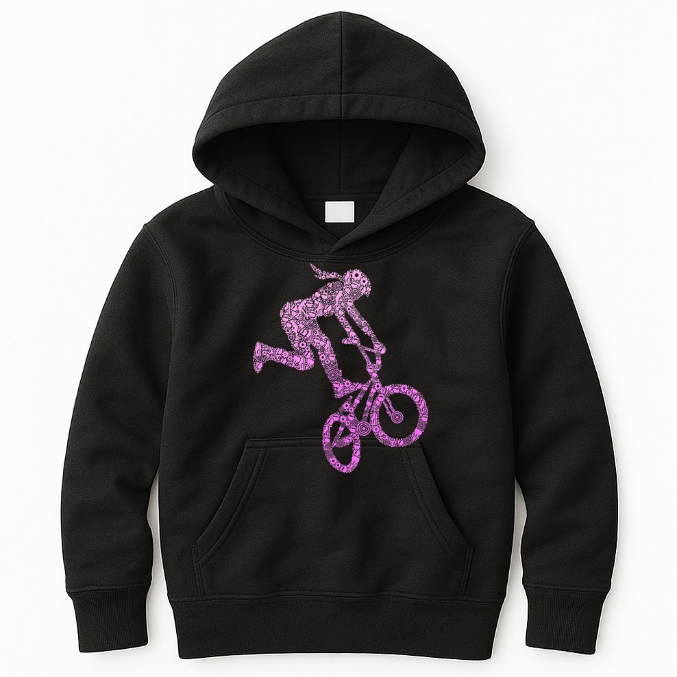 Bmx Rider Girl Bike Bicycle Stunt Racing Kids Hoodie